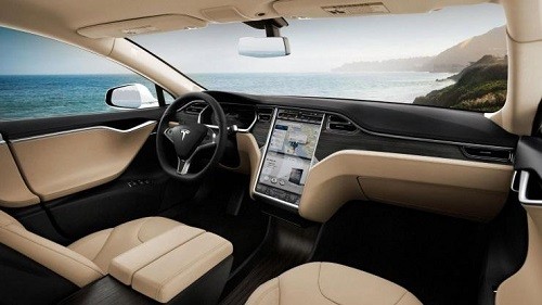 Ilustrasi Interior Mobil Tesla 
