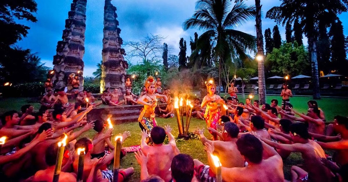 Ilustrasi Tari Kecak Khas Budaya Bali 