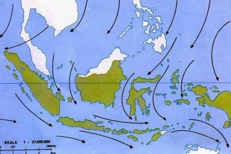 Ilustrasi Pergerakan Angin Muson Barat