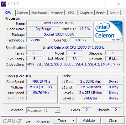 Ilustrasi Tampilan CPU Z