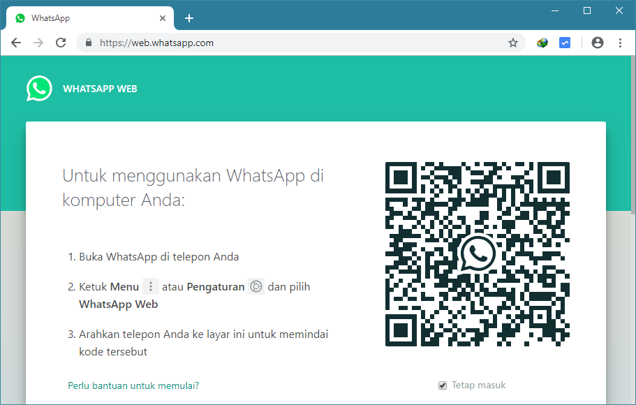Ilustrasi Whatsapp Web pada Browser Komputer 