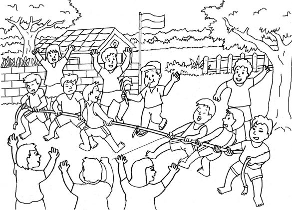 Contoh Gambar Animasi Lomba 17 Agustus yang Siap Diwarnai Anak-anak