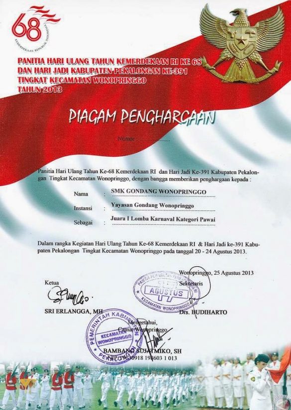 Contoh Piagam Penghargaan Acara Lomba 17 Agustus Berita