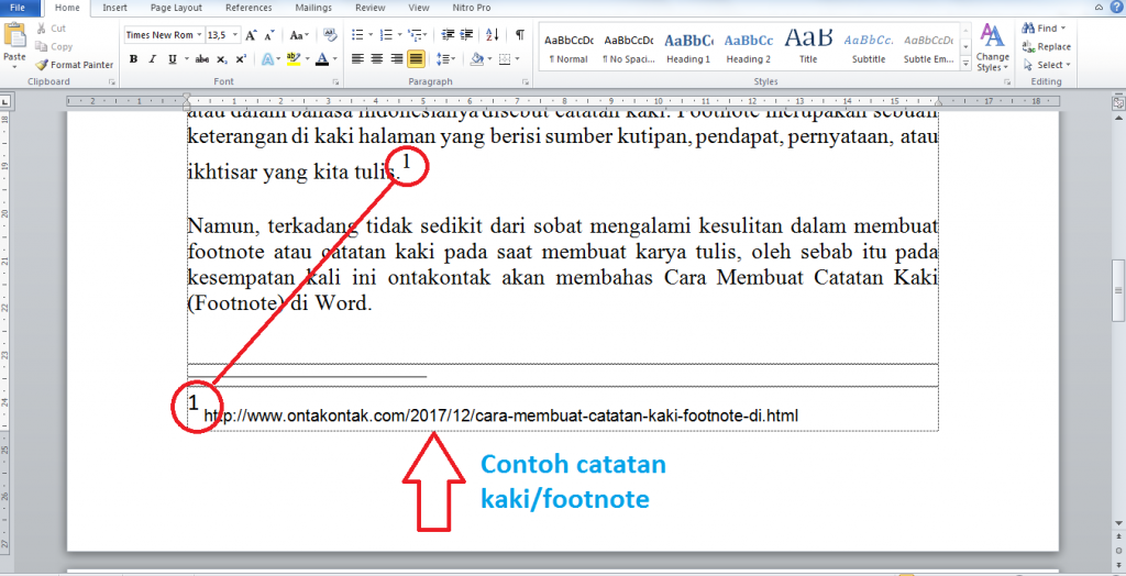 Cara membuat footnote